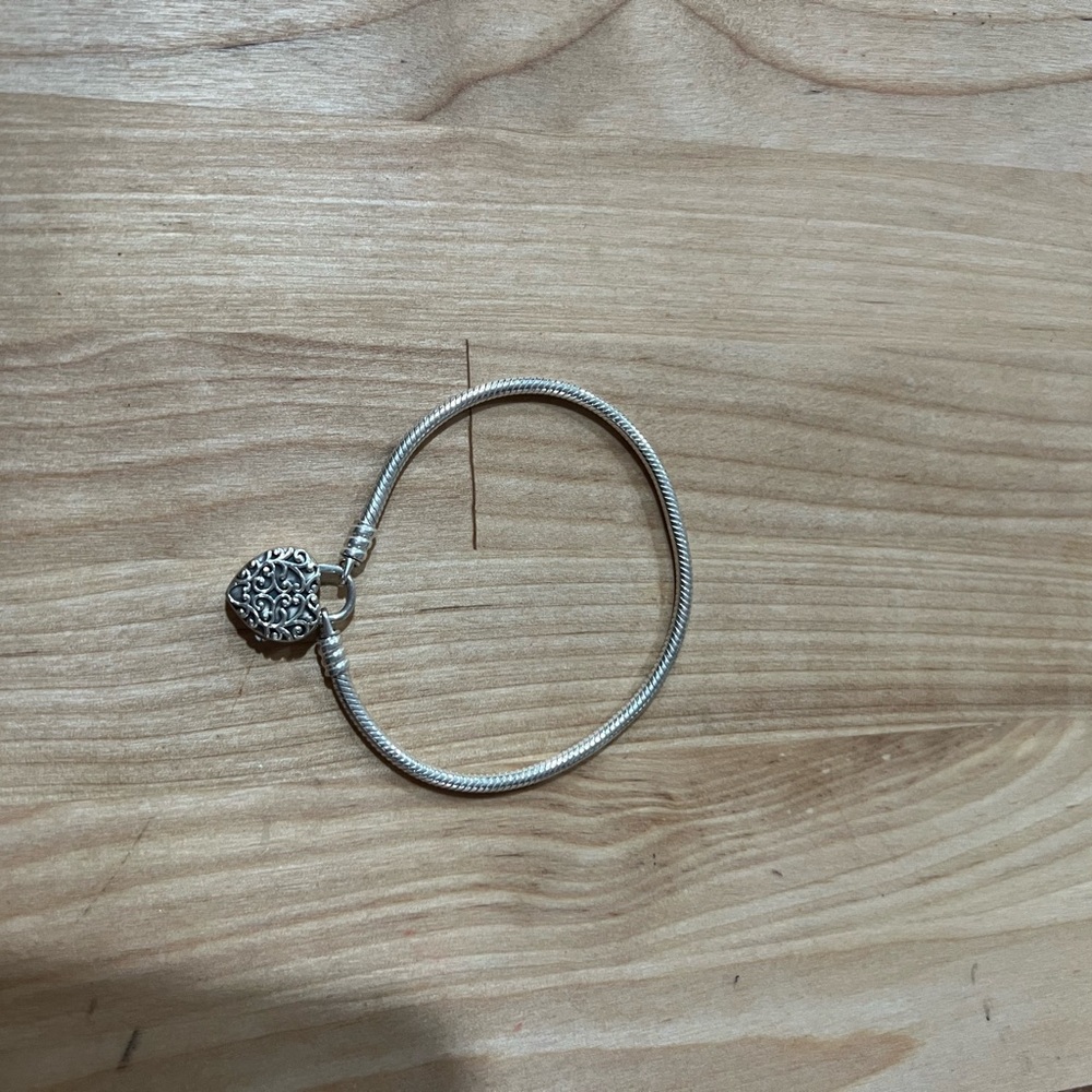 Pandora silver bracelet with heart clasp